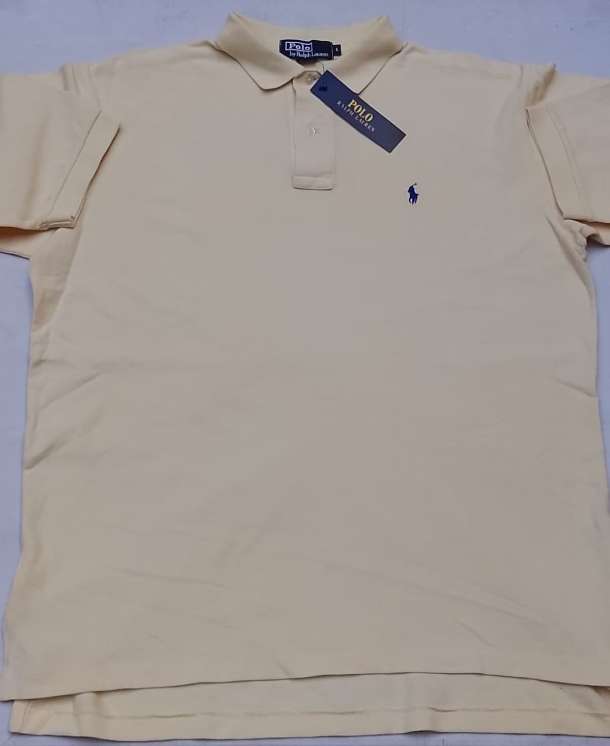 POLO RALPH LAUREN ORIGINAL - BEIGE / CREMA / AMARILLO CLARITO - PONY AZUL - NUEVO CON ETIQUETA