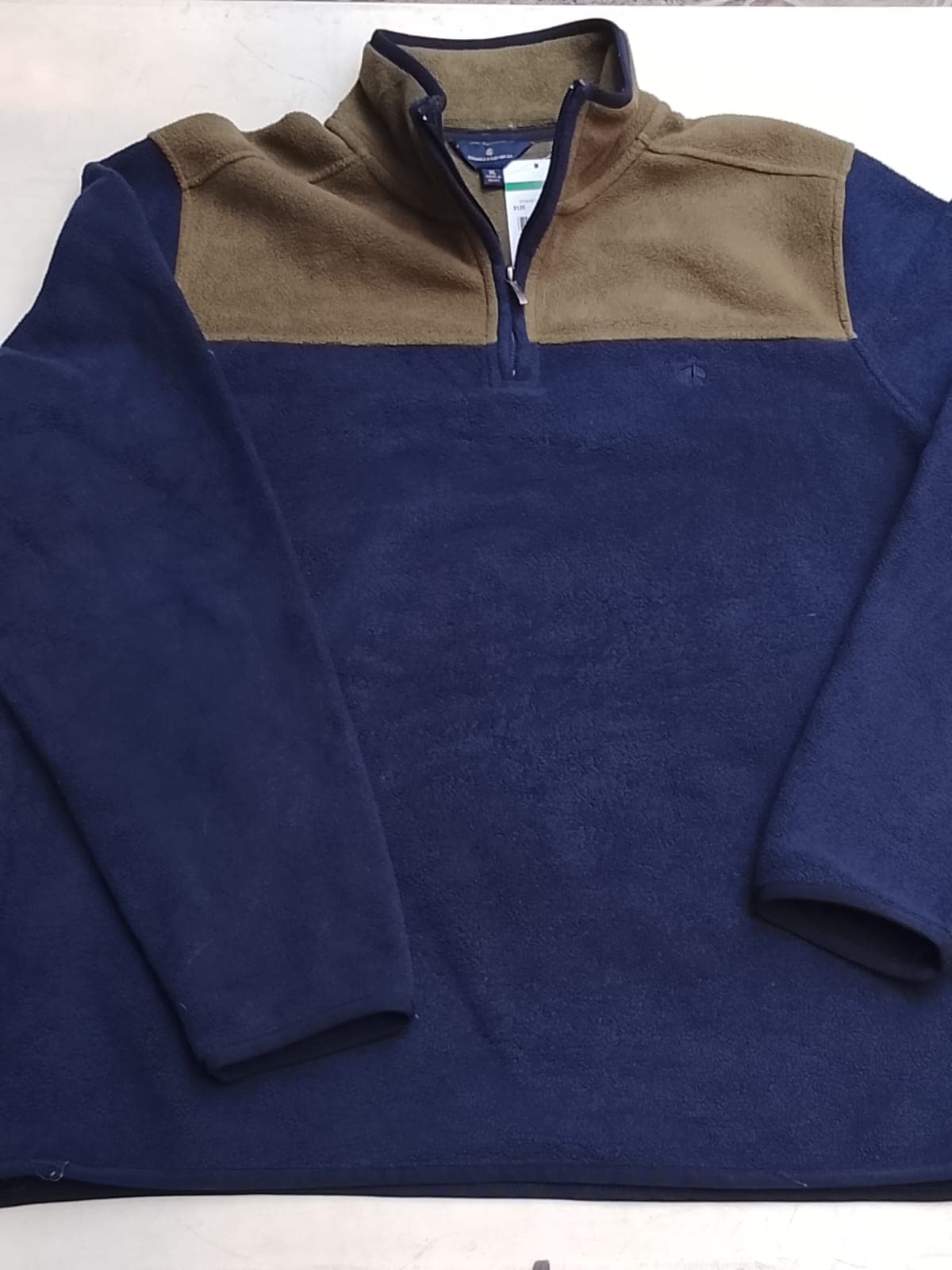 BROOKS BROTHERS ORIGINAL - FLEECE 1/4 ZIP - TALLA XL - AZUL MARINO / OLIVO - NUEVO CON ETIQUETA